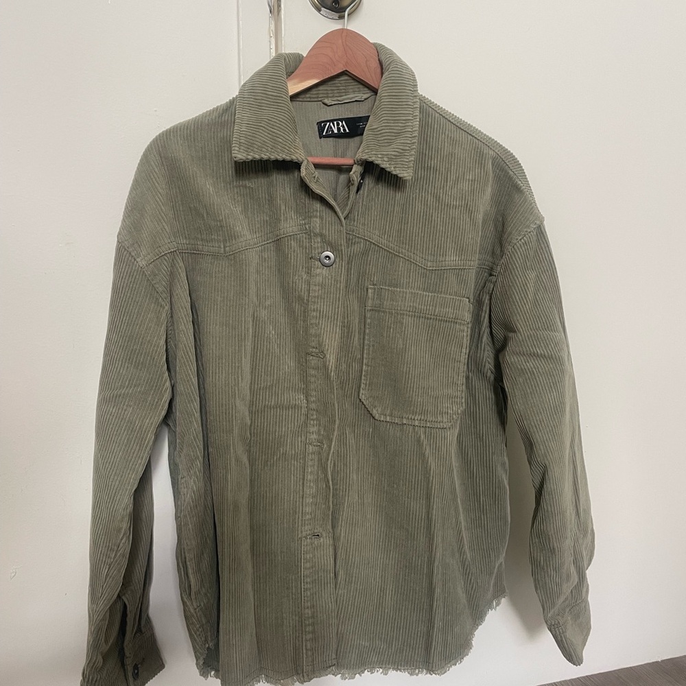 Zara Sage Green Corduroy Shacket
